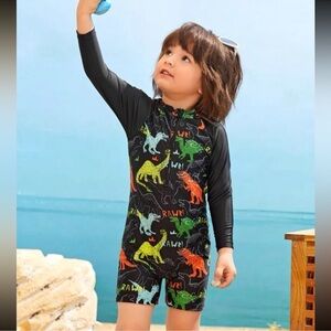 SHEIN Multicolor Dinosaur toddler swimsuit